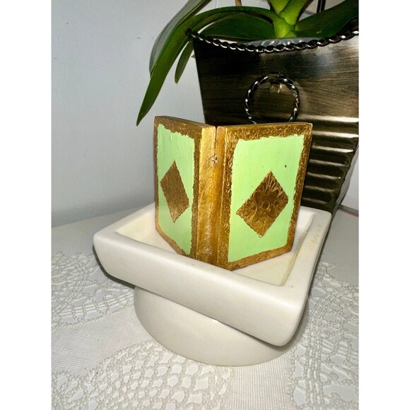 Vintage Gold Folding Frame Religious Decoupage Old World Italy Style - Picture 2 of 4